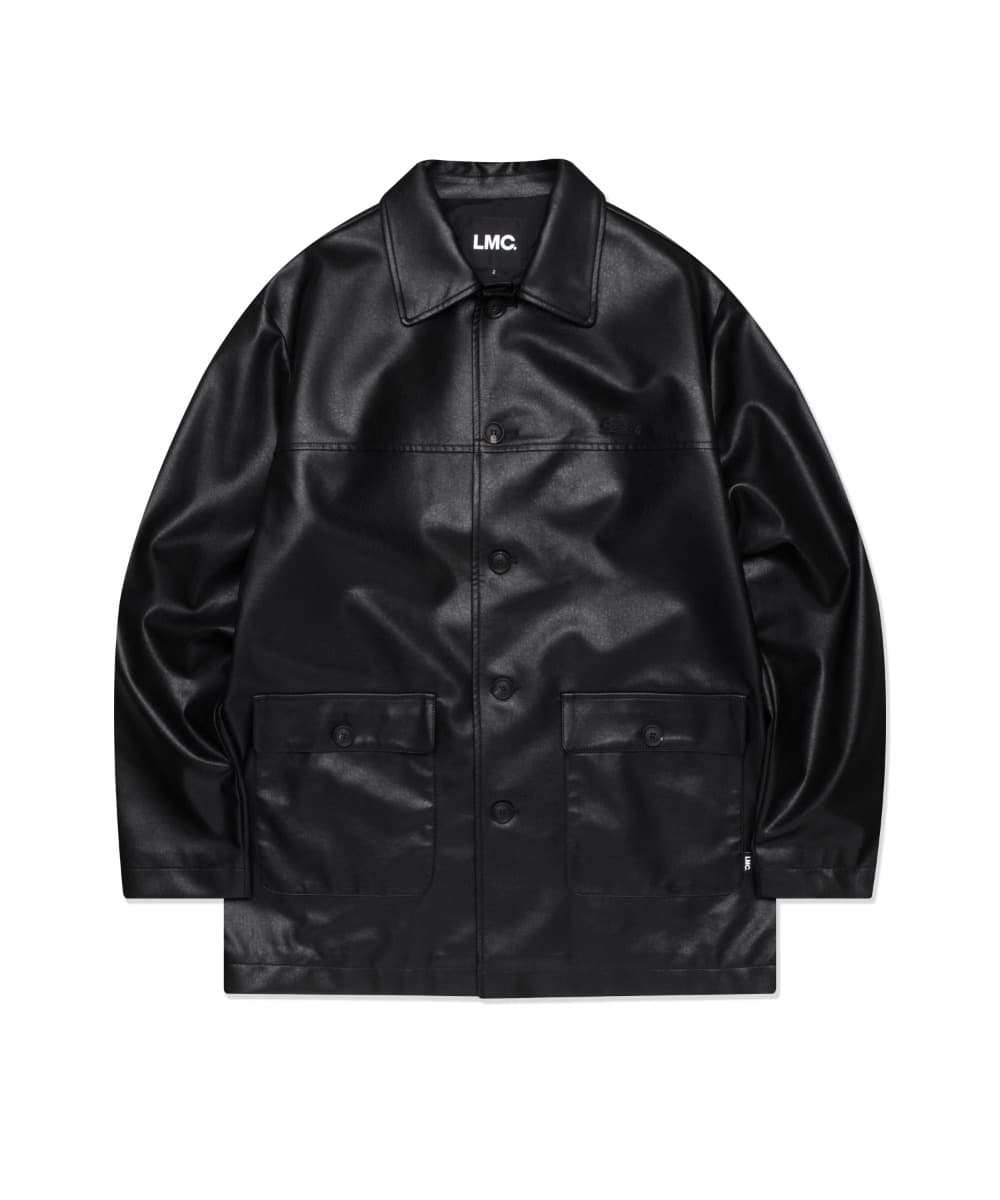 CLASSIC VEGAN LEATHER CAR COAT black