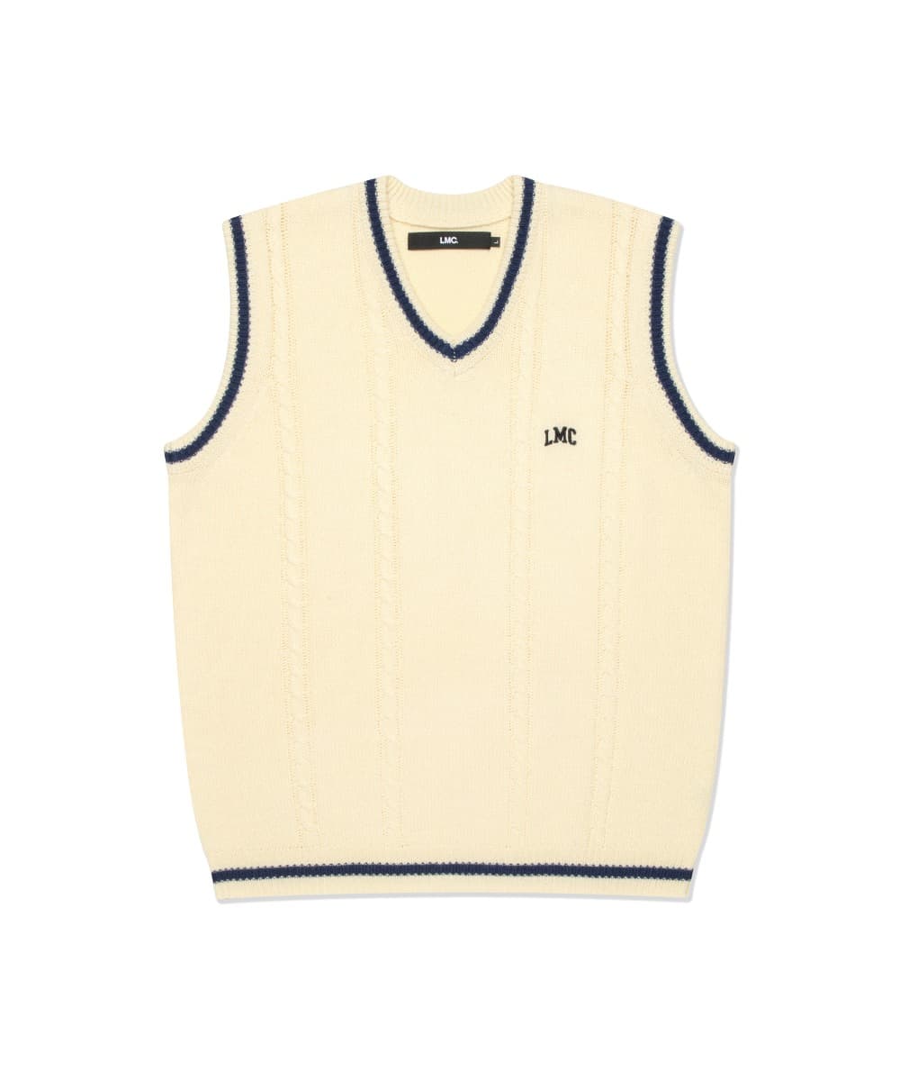 CABLE ARCH KNIT VEST ivory