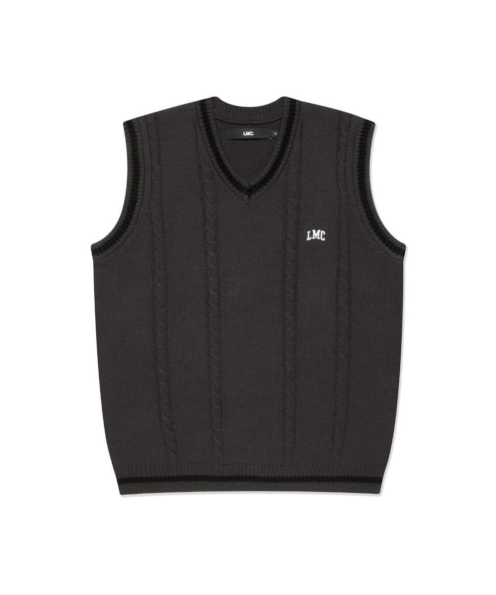 CABLE ARCH KNIT VEST black