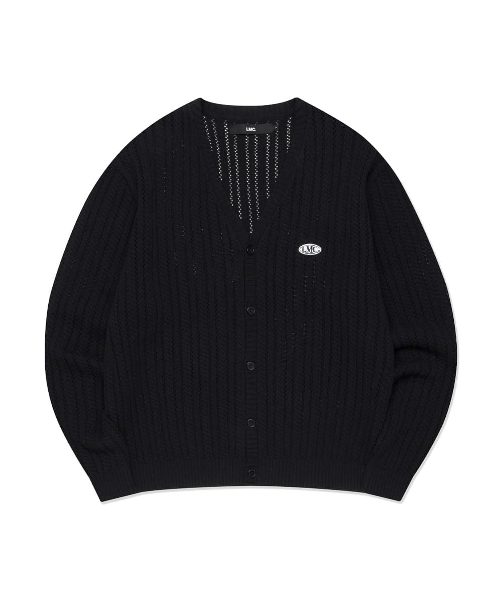 OVAL MESH KNIT CARDIGAN black